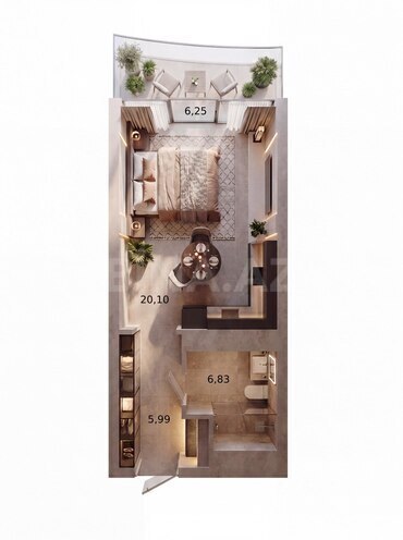 Satılır 1 otaqlı yeni tikili 39.2 m², Nardaran q., photo 4 from 12
