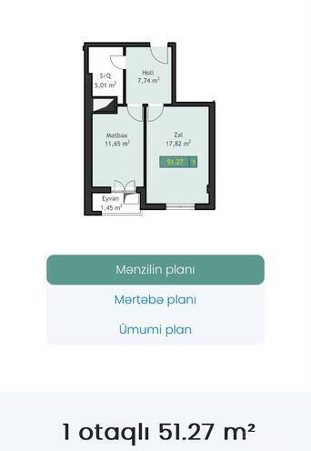 Satılır 1 otaqlı yeni tikili 51.3 m², Dərnəgül m., photo 13 from 15