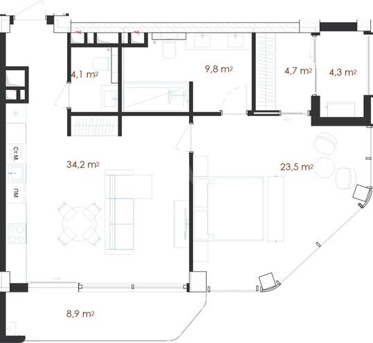 Продаётся 2-комн. новостройка 89.5 м², пос. Нардаран, photo 10 from 11