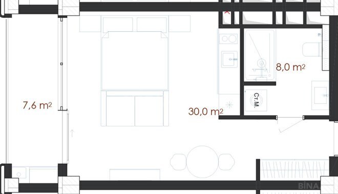 Satılır 1 otaqlı yeni tikili 45.6 m², Nardaran q., photo 10 from 11