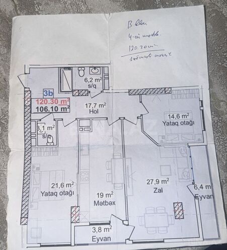 Satılır 3 otaqlı yeni tikili 120.3 m², 20 Yanvar m., photo 3 from 6