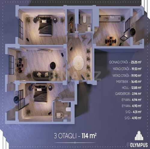 Satılır 3 otaqlı yeni tikili 114 m², Həzi Aslanov m., photo 9 from 30