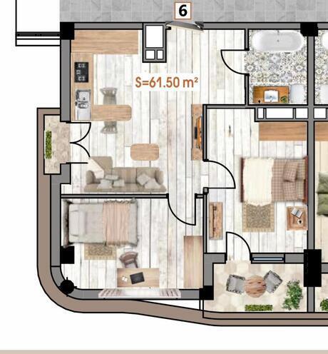 Satılır 3 otaqlı yeni tikili 61 m², Bakıxanov q., photo 3 from 6