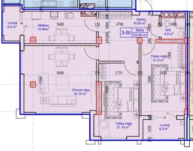 Satılır 3 otaqlı yeni tikili 123.5 m², 7-ci mikrorayon q., photo 8 from 9