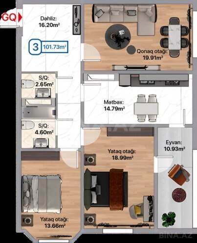 Продается 3-комн. новостройка 102 м², Абшеронcкий  р., photo 3 from 14