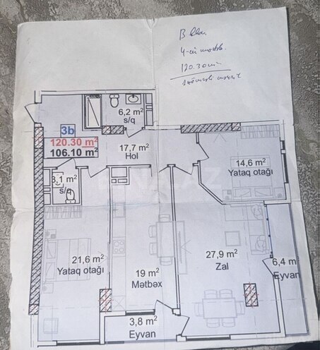 Satılır 3 otaqlı yeni tikili 120.3 m², 20 Yanvar m., photo 3 from 6