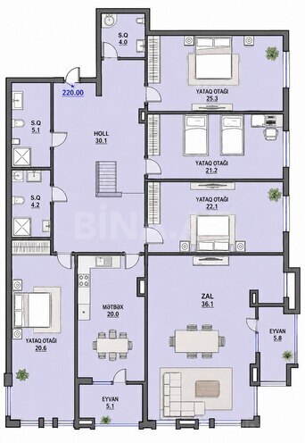 Продаётся 4-комн. новостройка 220 м², м. Низами, photo 5 from 14