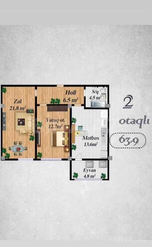 Satılır 2 otaqlı yeni tikili 64 m², Gənclik m., photo 4 from 17