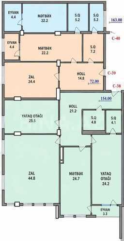 Satılır 3 otaqlı yeni tikili 154 m², Nizami m., photo 5 from 9