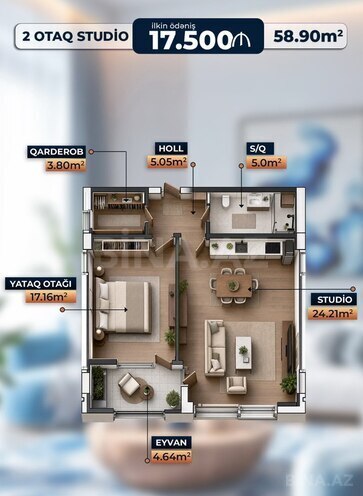 Продаётся 2-комн. новостройка 58.9 м², photo 3 from 6