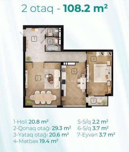 Продаётся 2-комн. новостройка 108.2 м², м. Кероглу, photo 5 from 18
