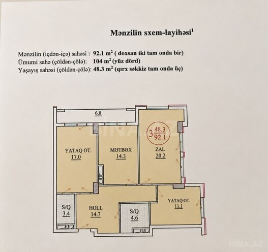 Satılır 3 otaqlı yeni tikili 104 m², Nəriman Nərimanov m., photo 4 from 17