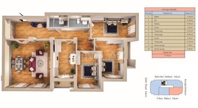 Продаётся 4-комн. новостройка 179 м², м. Нариман Нариманов, photo 4 from 11