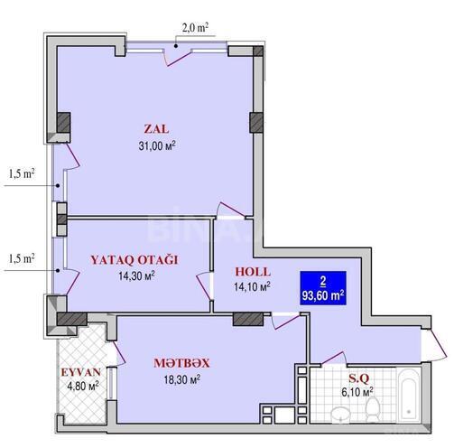 Satılır 2 otaqlı yeni tikili 94 m², Nəsimi r., photo 5 from 11