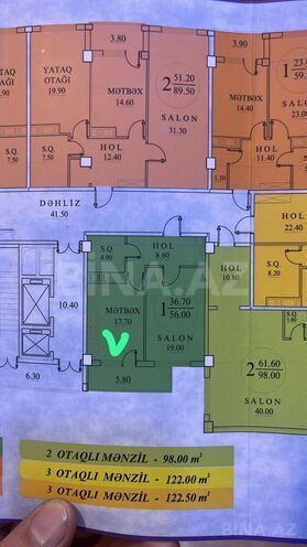 Satılır 2 otaqlı yeni tikili 56 m², Zığ q., photo 5 from 7