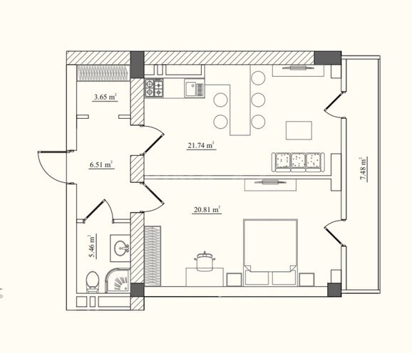 Satılır 1 otaqlı yeni tikili 65.6 m², Badamdar q., photo 7 from 8