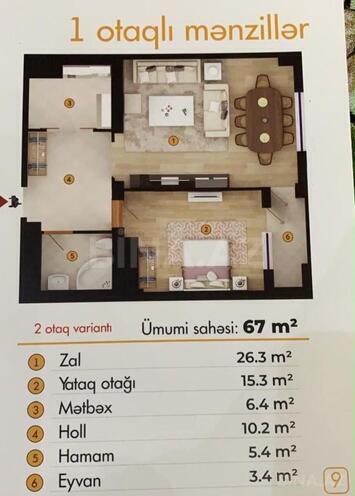 Satılır 2 otaqlı yeni tikili 70 m², 8 Noyabr m., photo 17 from 18