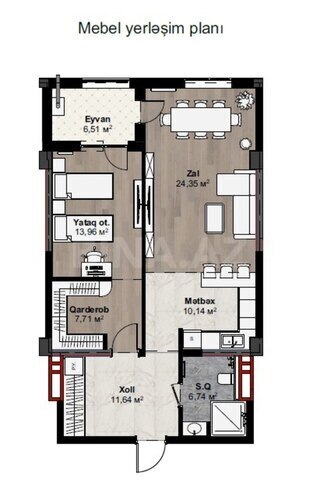 Продаётся 2-комн. новостройка 81 м², м. Низами, photo 11 from 12