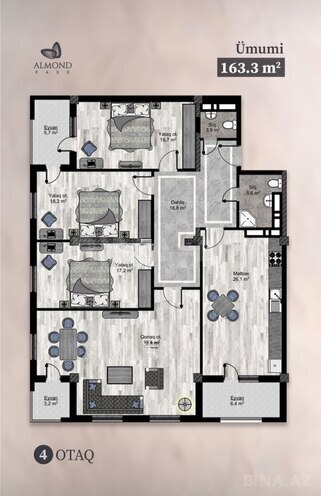 Продается 4-комн. новостройка 163 м², пос. Бакиханова, photo 11 from 12