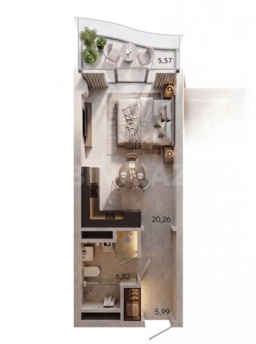 Satılır 1 otaqlı yeni tikili 38.6 m², Nardaran q., photo 3 from 23