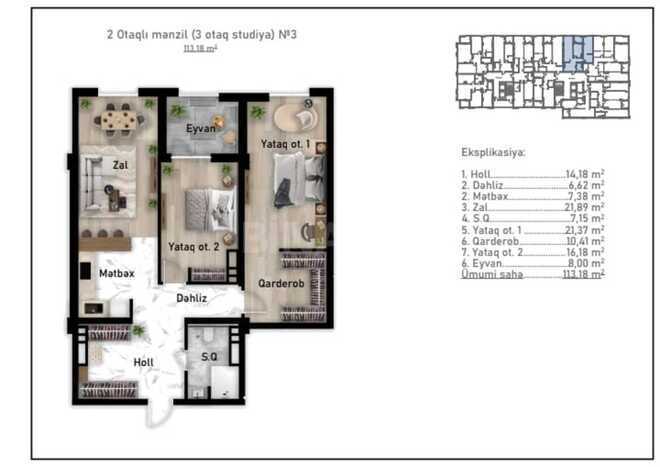 Satılır 2 otaqlı yeni tikili 113 m², Nizami m., photo 10 from 11