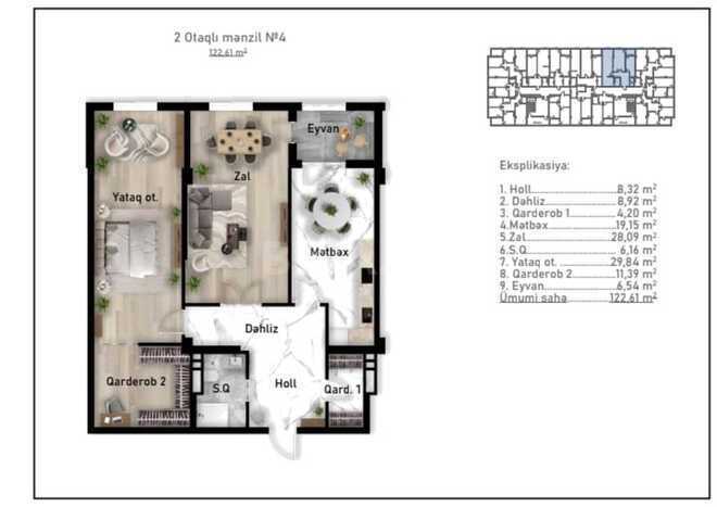 Satılır 2 otaqlı yeni tikili 122 m², Nizami m., photo 10 from 11