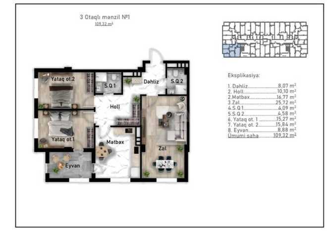 Satılır 3 otaqlı yeni tikili 110 m², Nizami m., photo 9 from 10