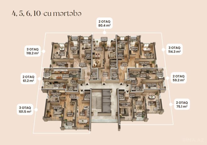 Продается 2-комн. новостройка 80.4 м², Бинагадинский р., photo 4 from 6