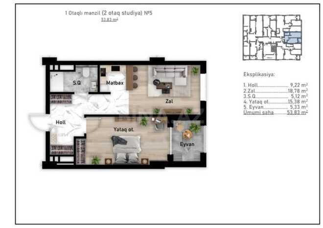 Продаётся 1-комн. новостройка 55 м², м. Низами, photo 8 from 9