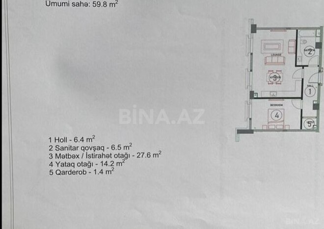 Satılır 2 otaqlı yeni tikili 60 m², Ağ şəhər q., photo 3 from 12