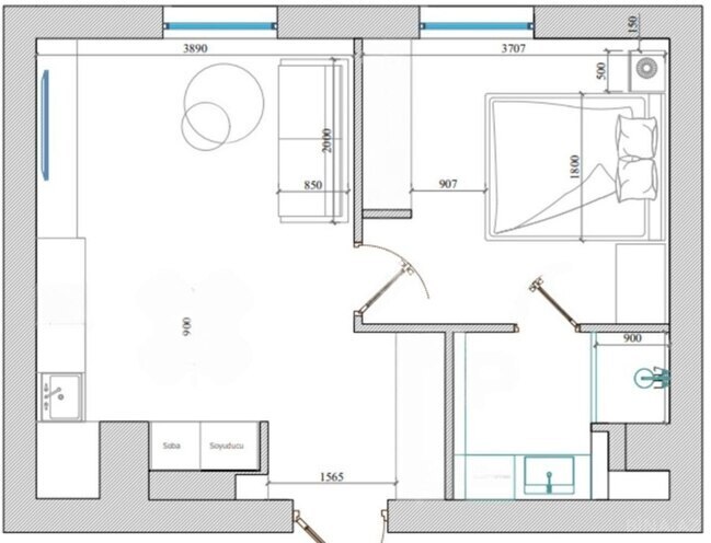 Продаётся 2-комн. новостройка 44 м², м. Шах Исмаил Хатаи, photo 8 from 9