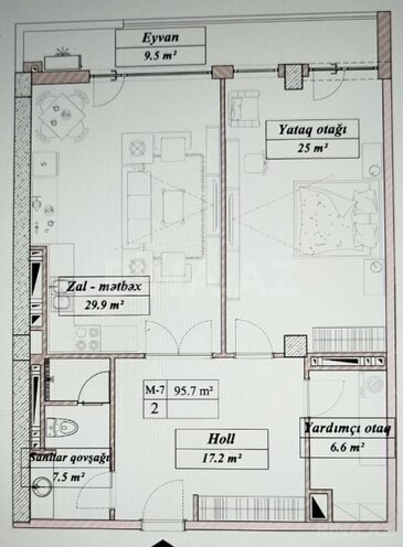 Satılır 2 otaqlı yeni tikili 95.7 m², Nizami m., photo 5 from 12