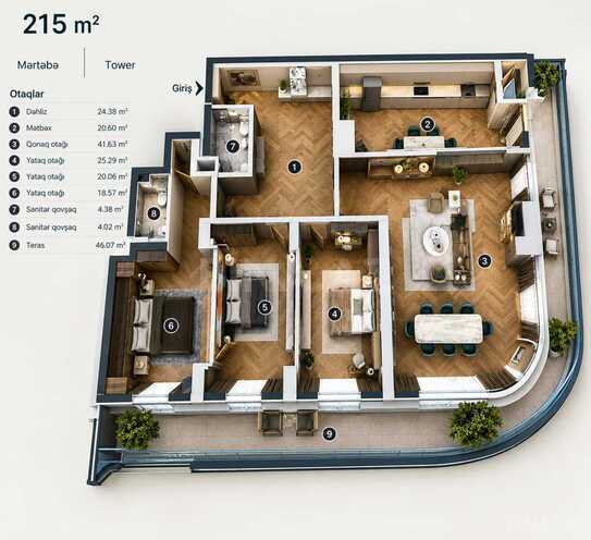 Satılır 4 otaqlı yeni tikili 215 m², Ağ şəhər q., photo 5 from 9