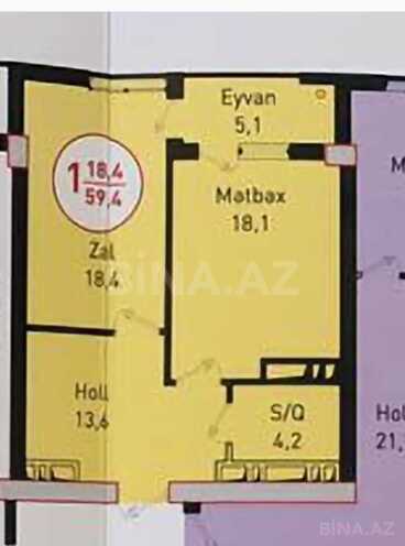 Satılır 2 otaqlı yeni tikili 60 m², Nəsimi m., photo 11 from 12