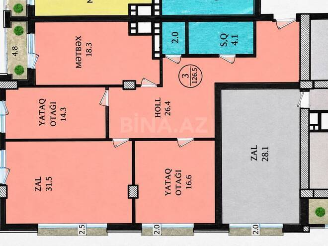 Satılır 3 otaqlı yeni tikili 126.5 m², Nəsimi r., photo 9 from 11