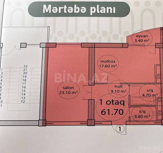 Продаётся 1-комн. новостройка 61.7 м², м. Иншаатчылар, photo 8 from 10