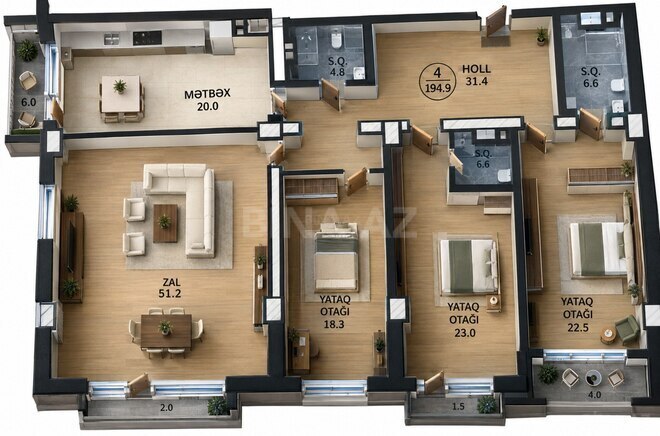 Satılır 4 otaqlı yeni tikili 295 m², 28 May m., photo 3 from 18