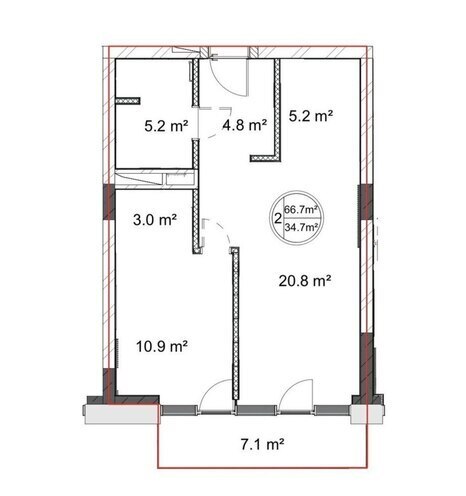 Satılır 1 otaqlı yeni tikili 66.7 m², Sea Breeze q., photo 3 from 6