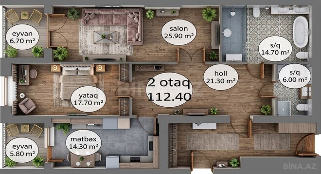 Satılır 2 otaqlı yeni tikili 112.4 m², İnşaatçılar m., photo 3 from 11