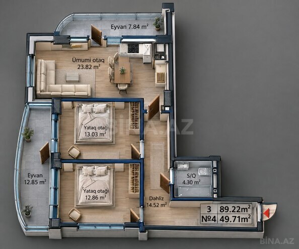 Satılır 2 otaqlı yeni tikili 90 m², Yeni Yasamal q., photo 3 from 21