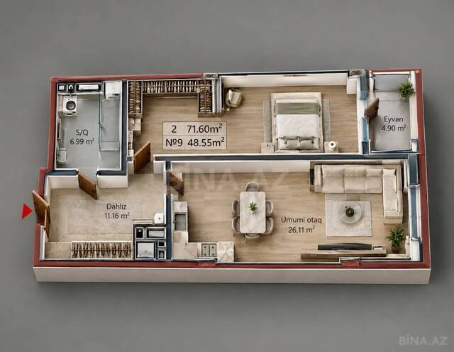 Satılır 2 otaqlı yeni tikili 71 m², Yeni Yasamal q., photo 3 from 16