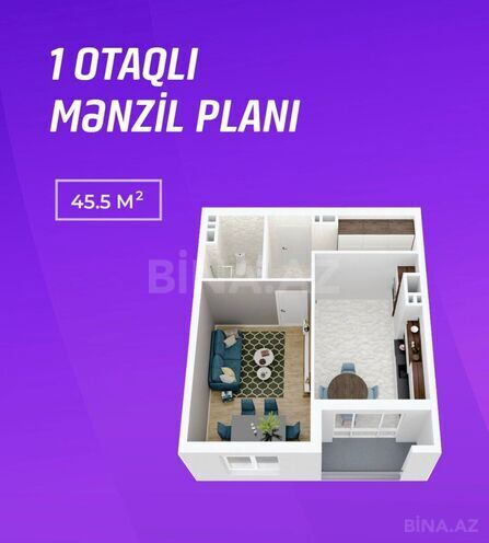Продаётся 1-комн. новостройка 52 м², м. Азадлыг проспекти, photo 3 from 9