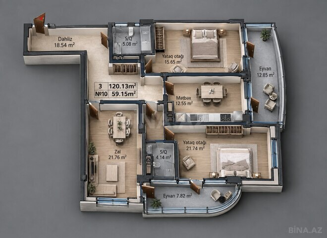 Satılır 3 otaqlı yeni tikili 130 m², Yeni Yasamal q., photo 3 from 16