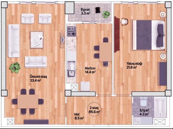 Satılır 3 otaqlı yeni tikili 86 m², 20 Yanvar m., photo 13 from 14