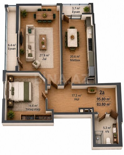 Satılır 2 otaqlı yeni tikili 96 m², 20 Yanvar m., photo 9 from 11