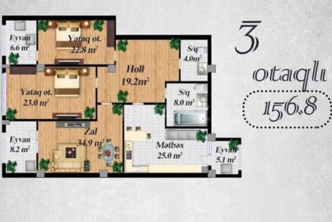 Satılır 3 otaqlı yeni tikili 156.8 m², Nərimanov r., photo 3 from 9