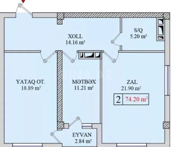 Продается 2-комн. новостройка 74.4 м², пос. Бакиханова, photo 3 from 9