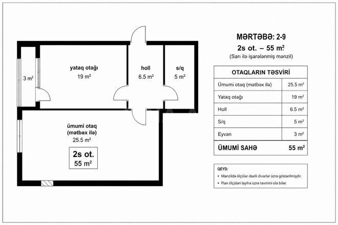 Satılır 2 otaqlı yeni tikili 55 m², photo 13 from 15