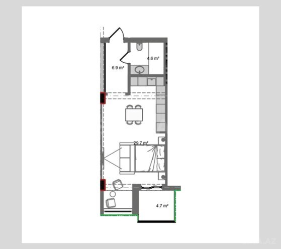 Satılır 1 otaqlı yeni tikili 56.7 m², Nardaran q., photo 8 from 9