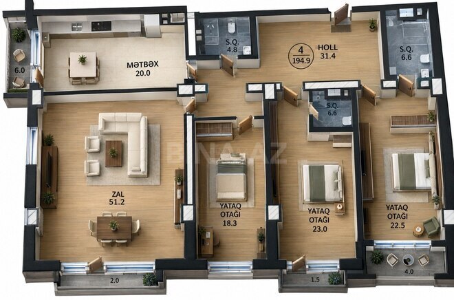 Satılır 4 otaqlı yeni tikili 295 m², 28 May m., photo 3 from 18